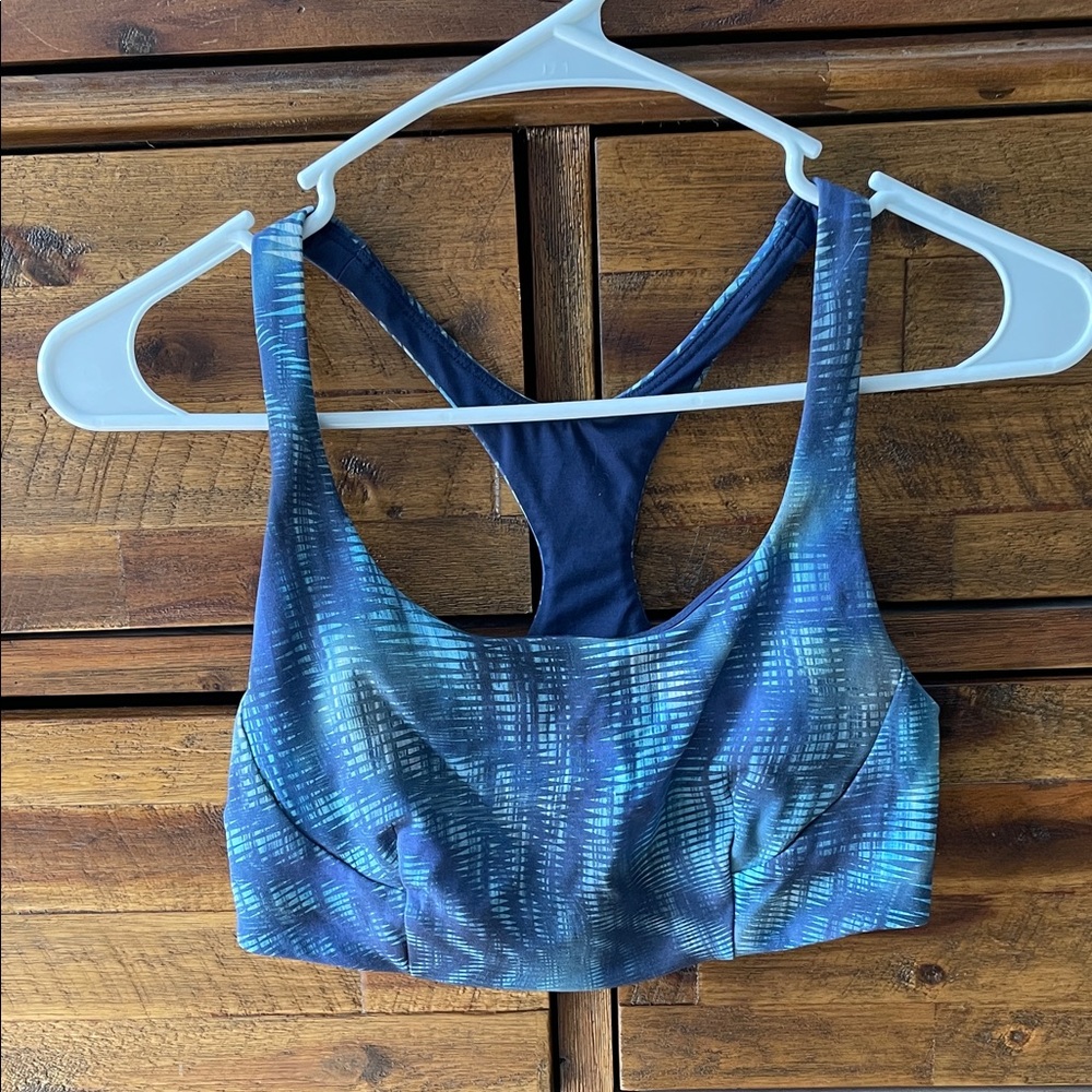 Women's Blue Patterned Sports Bra